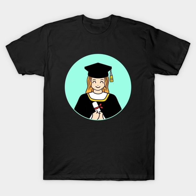 Cute girl graduation - chibi style T-Shirt by Andrew Hau